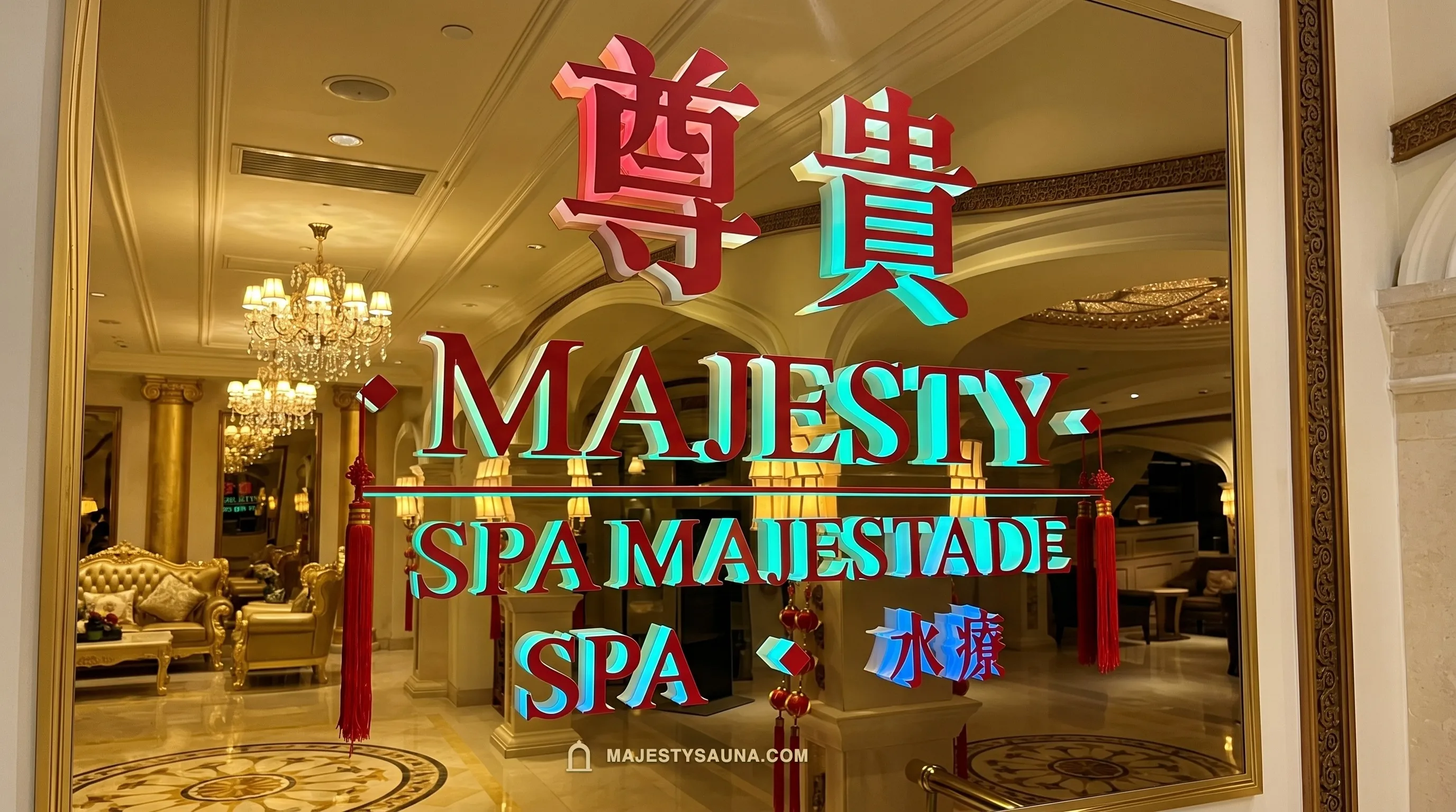 尊貴水療 Majesty Spa 霓虹招牌入口